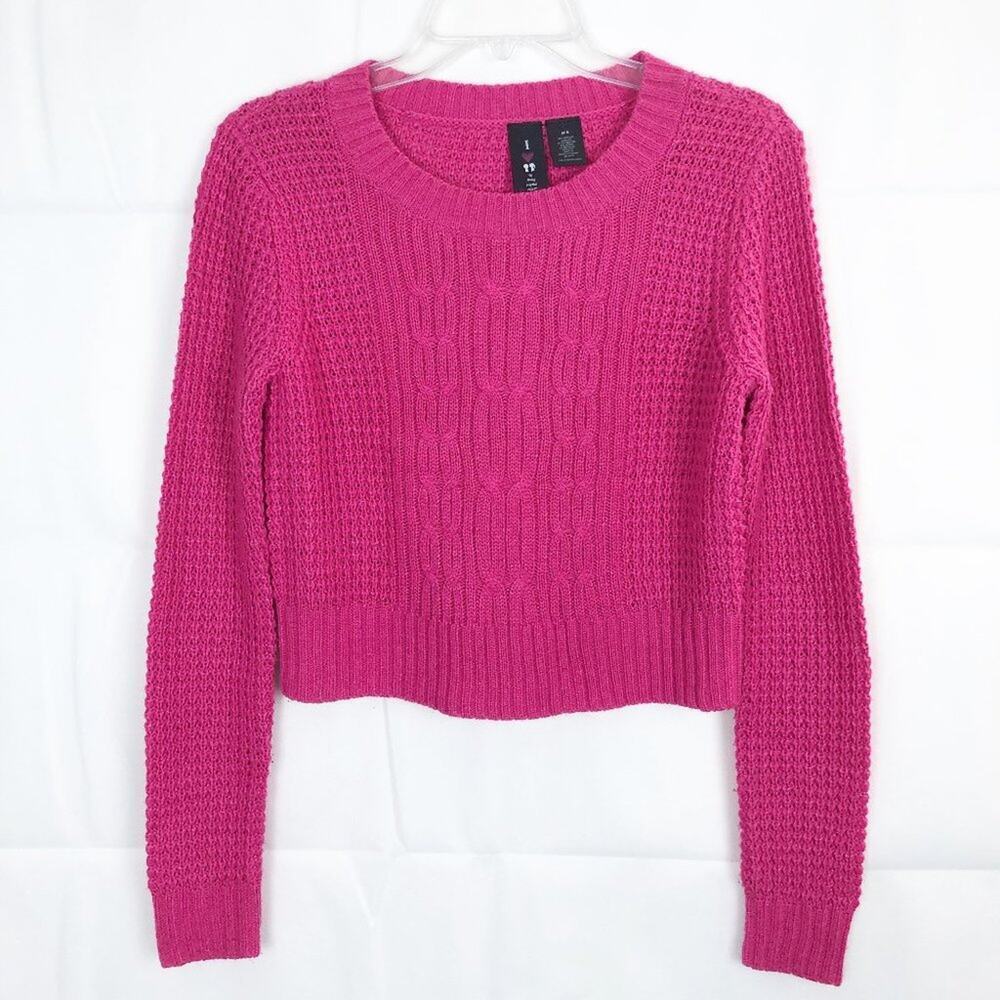 Boy Meets Girl Y2K Barbiecore Chic Metallic Coquette Crop Sweater Juniors Medium
